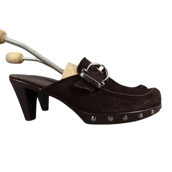 Stuart Weitzman Shoes Womens 8.5 Mule Heel Fashion Studs Buckle Leather Classic - Picture 15 of 15